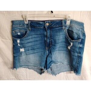 Ms. Cello Raw Hem Denim Shorts Women’s 2X Blue Med Wash Distressed